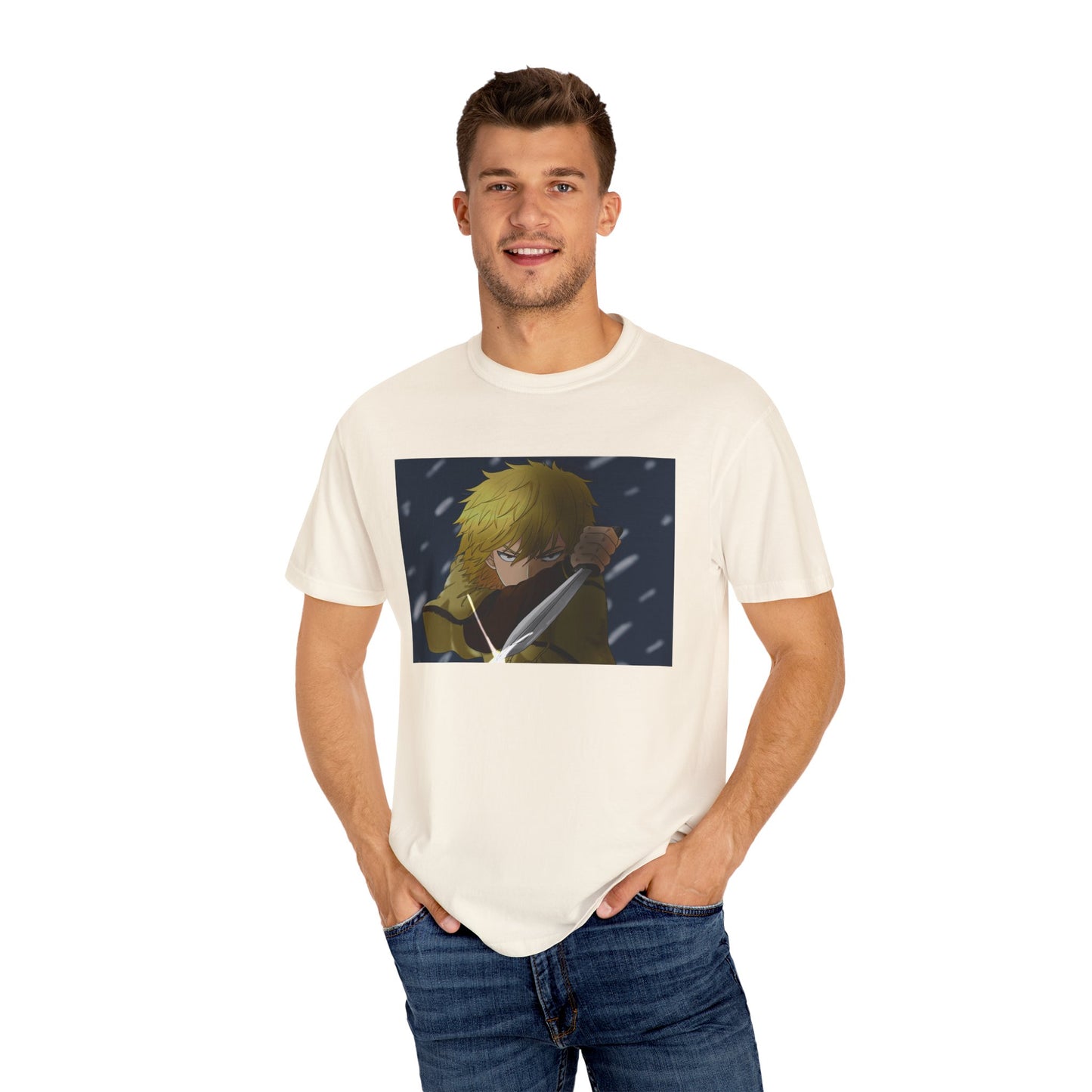 Vinland Saga Thorfinn 8K Garment-Dyed T-Shirt – Premium Cotton Tee for Customization