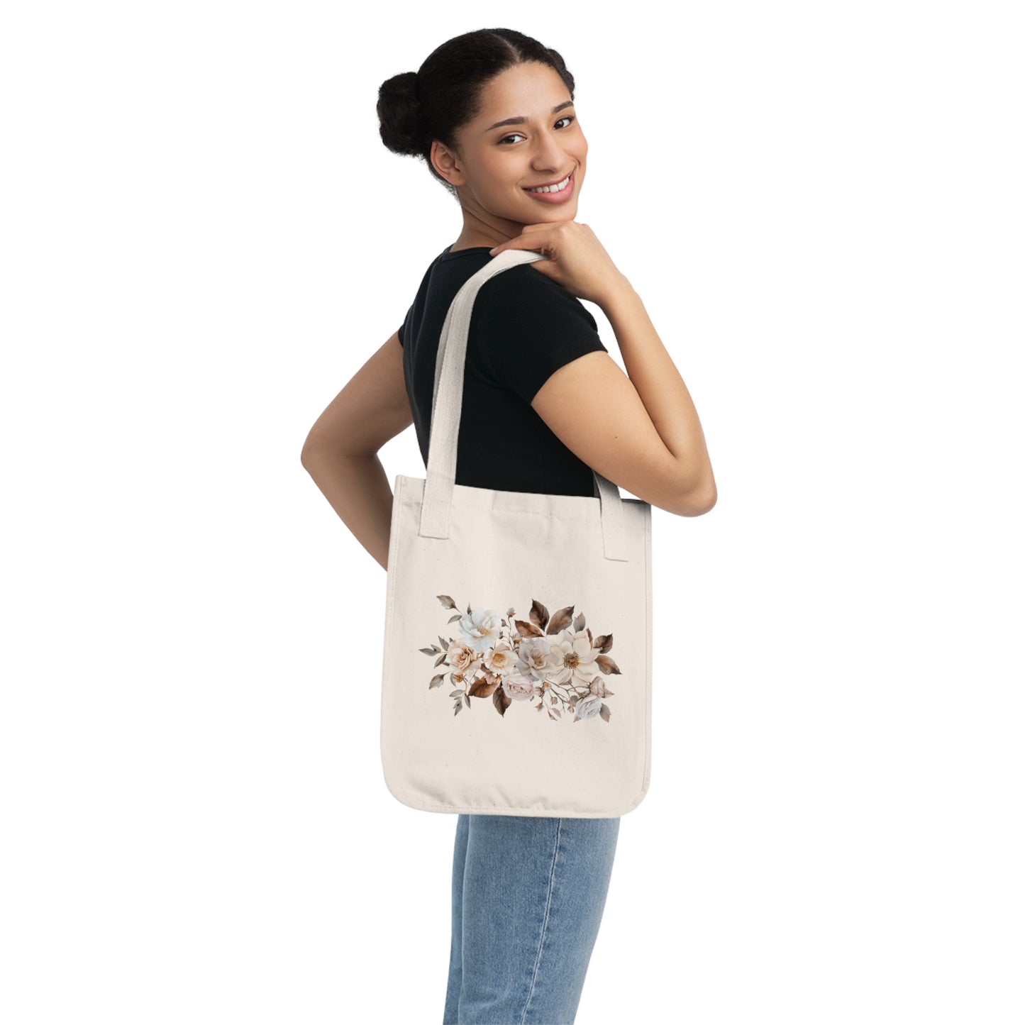 Copy of Copy of Flowers Angels Floral Organic Canvas Tote Bag - Eco-Friendly Carryall for Everyday Use