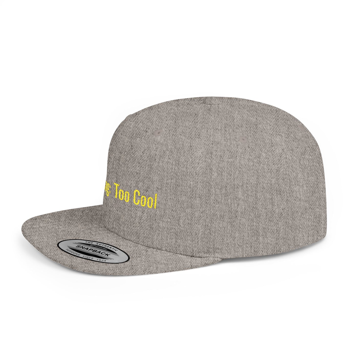 Text Warning: Too Cool Flat Bill Snapback – Lightweight, Custom Fit, Premium Quality