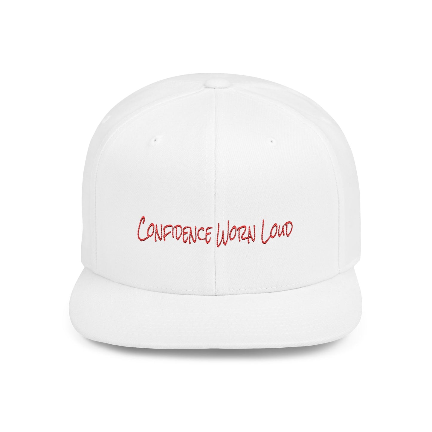 Text Confidence Worn Loud Flat Bill Snapback – Lightweight, Custom Fit, Premium Quality