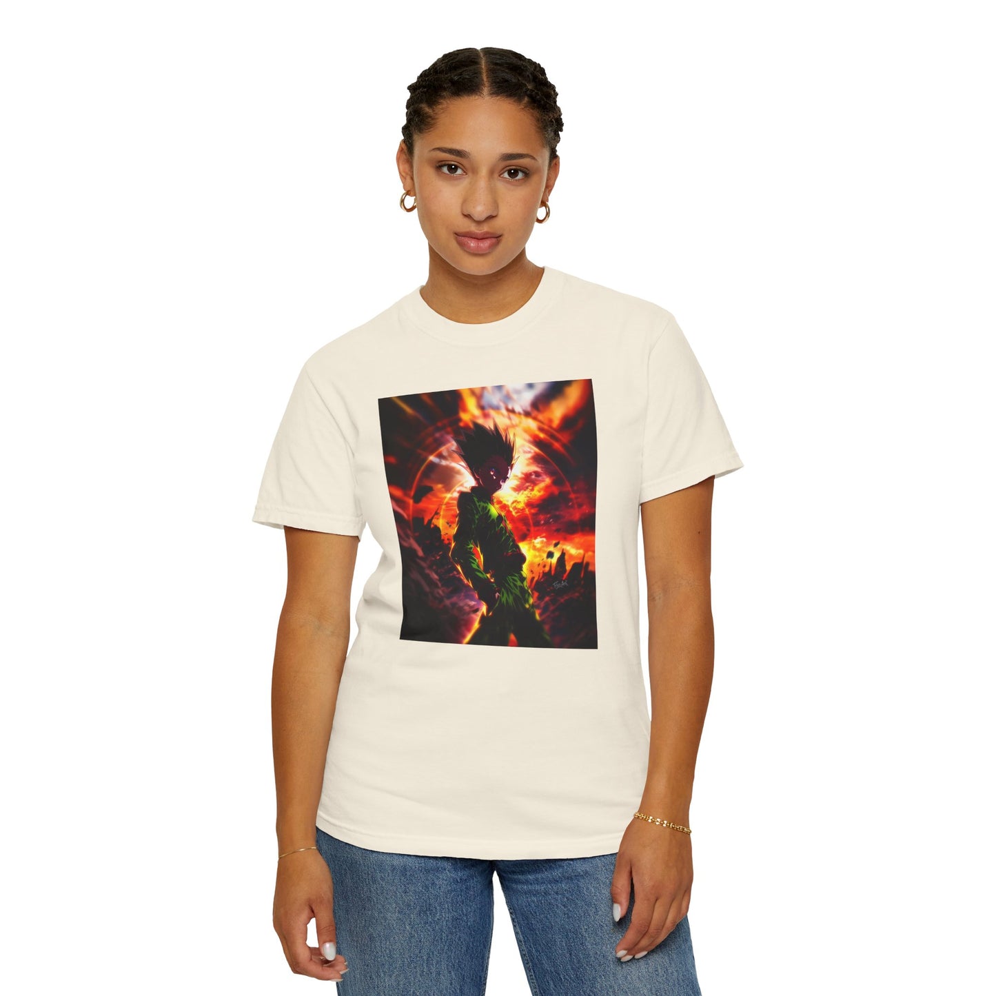 Hunter x Hunter AMOLED Gon Freecss Garment-Dyed T-Shirt – Premium Cotton Tee for Customization