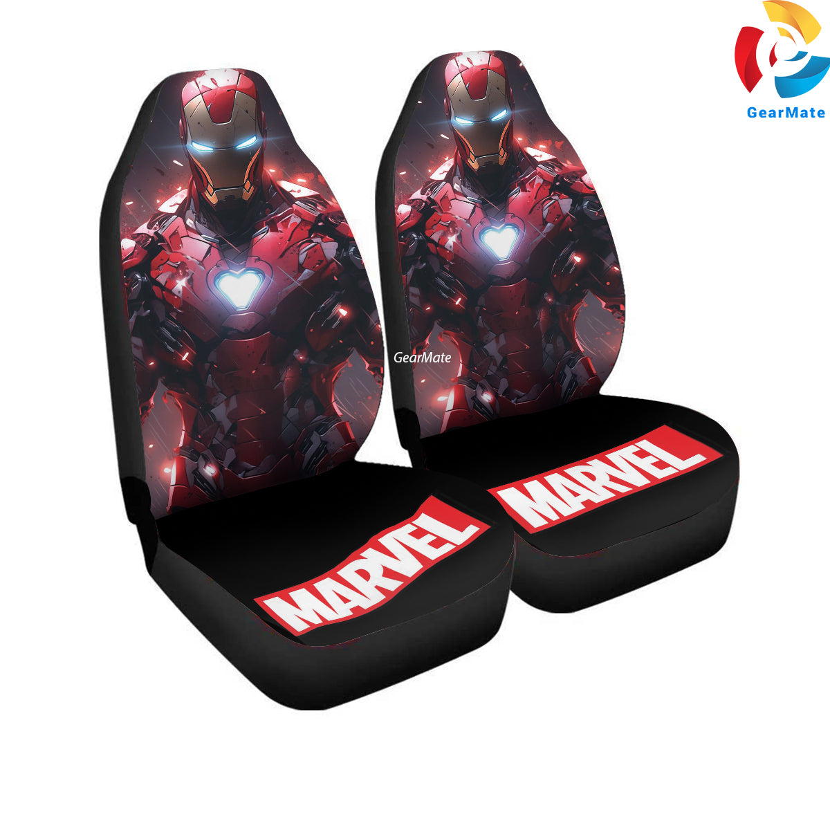 Marvel Iron Man Suit Up Car Seat Covers – High Quality Graphic and Polar Fleece Protector Set