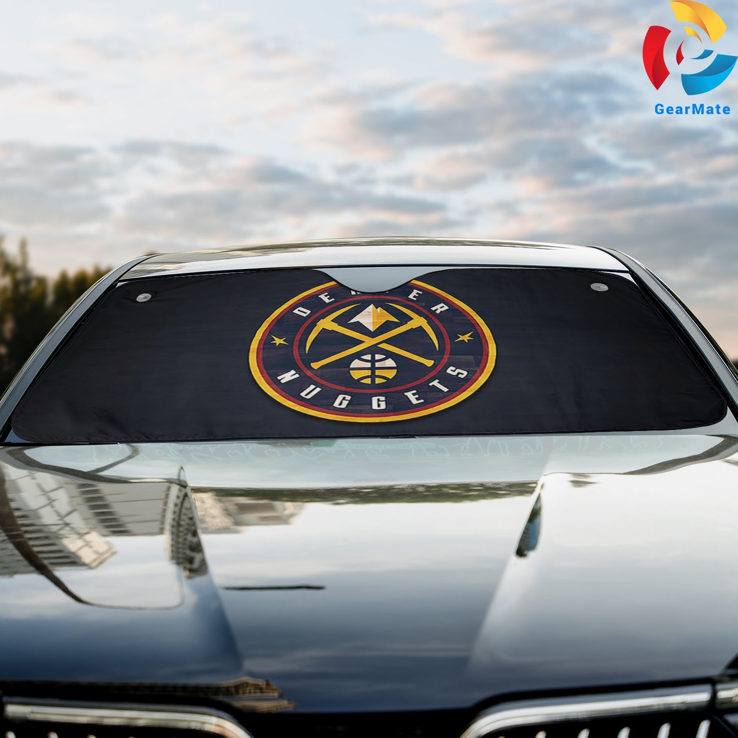 Basketball Black Denver Nuggets Team Logo Reflective Car Sunshade – Premium Heat & UV Protection, Universal Fit