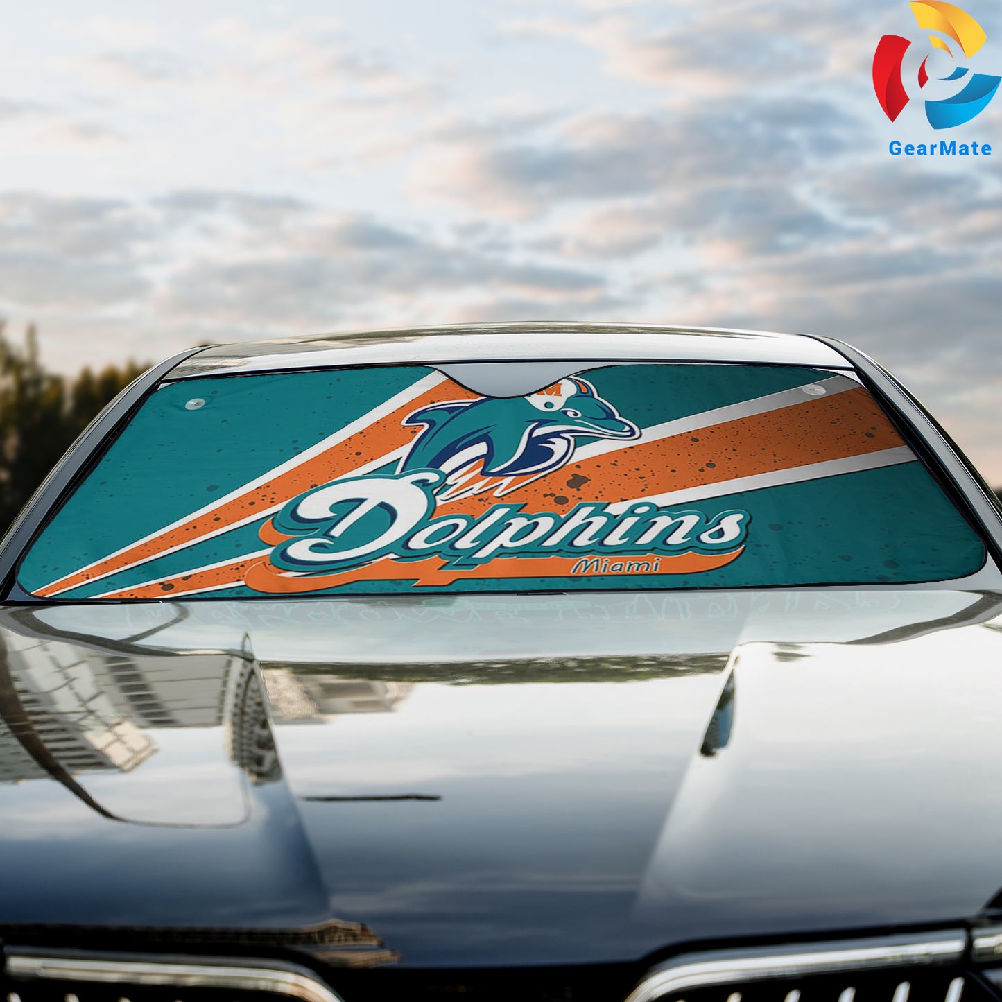 Miami Dolphins NFL Football Team Vibes Cover Reflective Car Sunshade – Premium Heat & UV Protection, Universal Fit