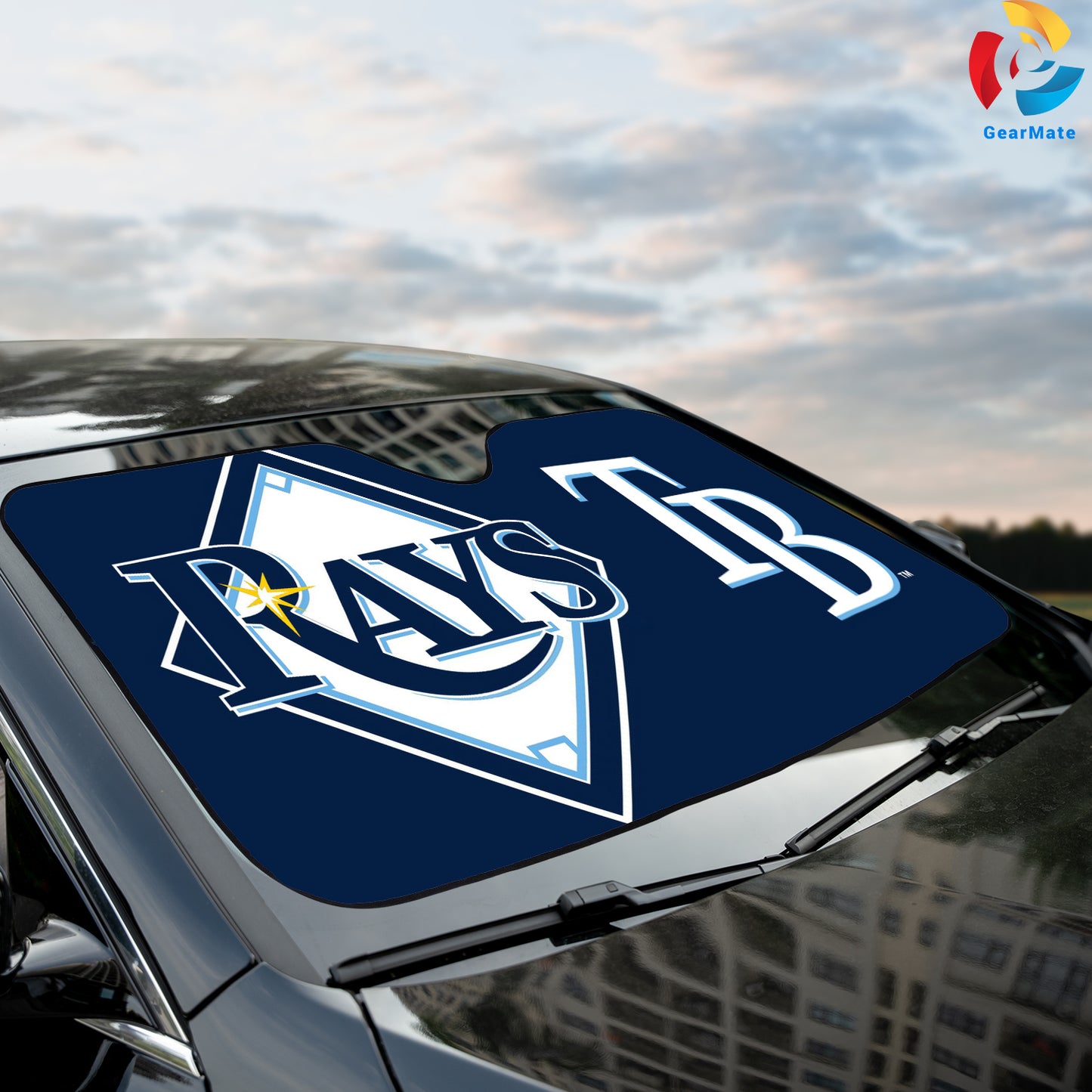 Tampa Bay Rays MLB Baseball Team Logo Car Cover Reflective Car Sunshade – Premium Heat & UV Protection, Universal Fit