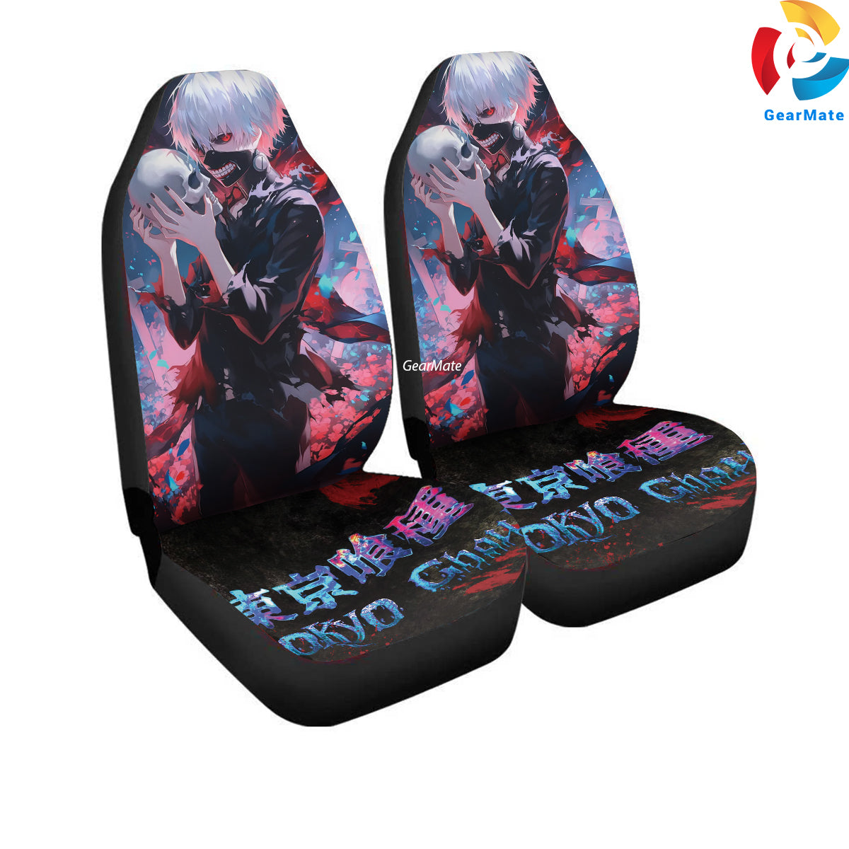 Tokyo Ghoul Red Standing Car Seat Covers – High Quality Graphic and Polar Fleece Protector Set