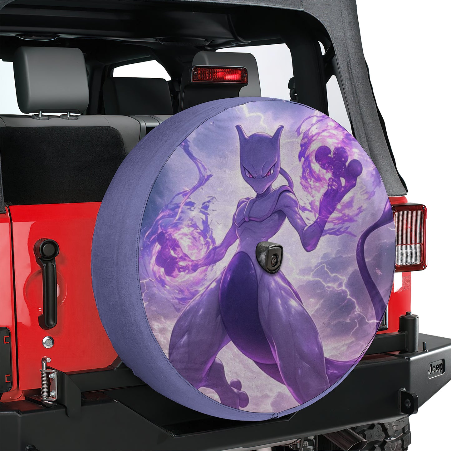 Pokemon Mewtwo Anime Spare Tire Cover – Premium Waterproof UV Resistant Protector