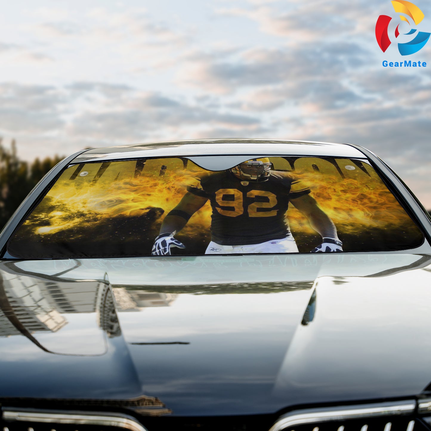 Pittsburgh Steelers NFL Football Team Player 92 Reflective Car Sunshade – Premium Heat & UV Protection, Universal Fit