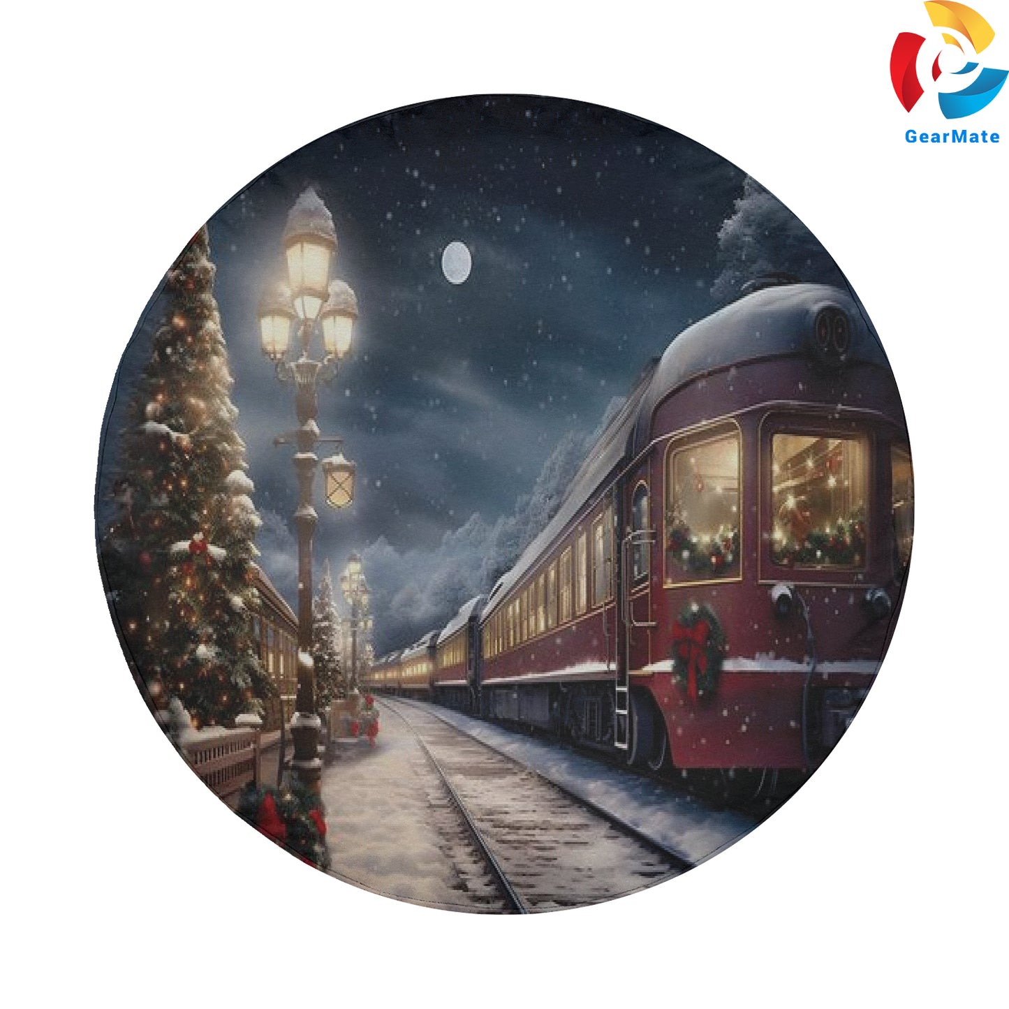 Merry Christmas 2024 Magical Train Winter Spare Tire Cover – Premium Waterproof UV Resistant Protector