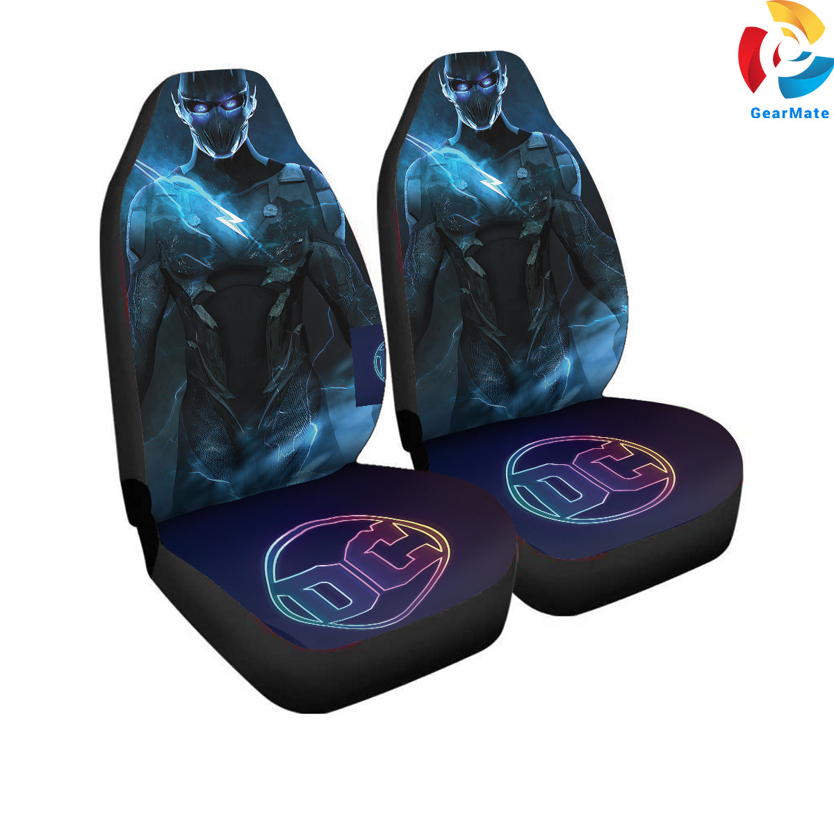 Black Flash DC Car Seat Covers – High Quality Graphic and Polar Fleece Protector Set