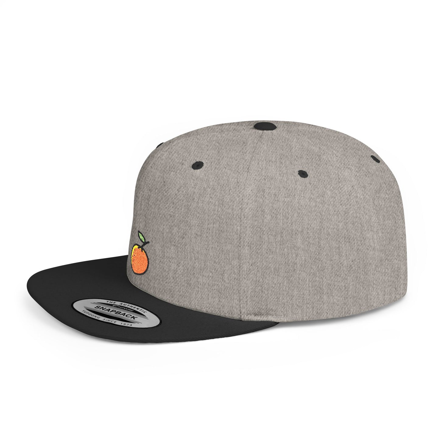 Icons Embroidered Orange Fruit Flat Bill Snapback – Lightweight, Custom Fit, Premium Quality
