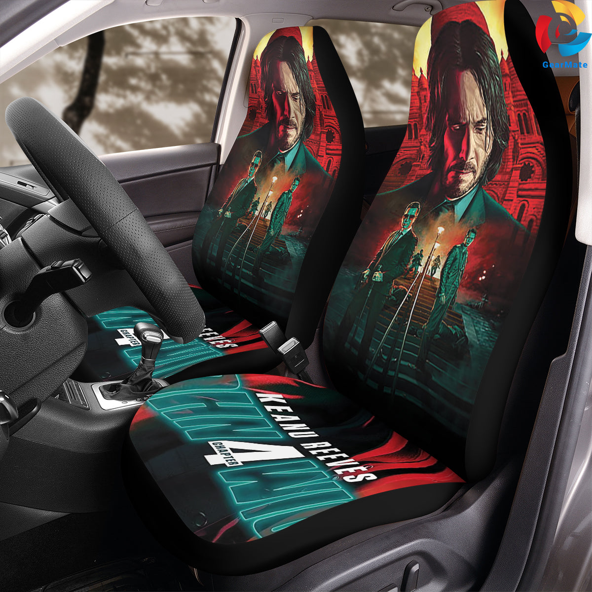 John Wick Chapter 4 Car Seat Covers – High Quality Graphic and Polar Fleece Protector Set