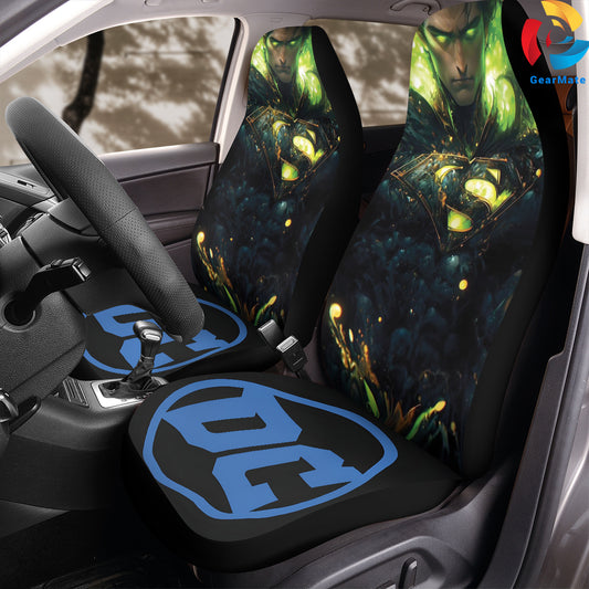 DC Green Superman Car Seat Covers – High Quality Graphic and Polar Fleece Protector Set