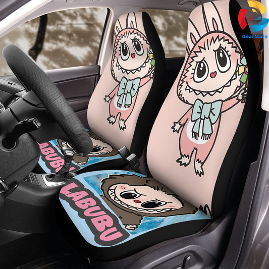 Labubu Flower Car Seat Covers – High Quality Graphic and Polar Fleece Protector Set