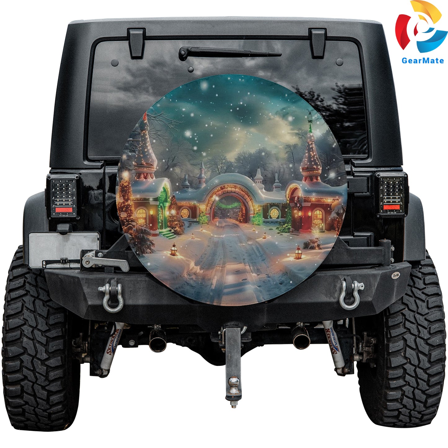 Merry Christmas 2024 Christmas Town Spare Tire Cover – Premium Waterproof UV Resistant Protector