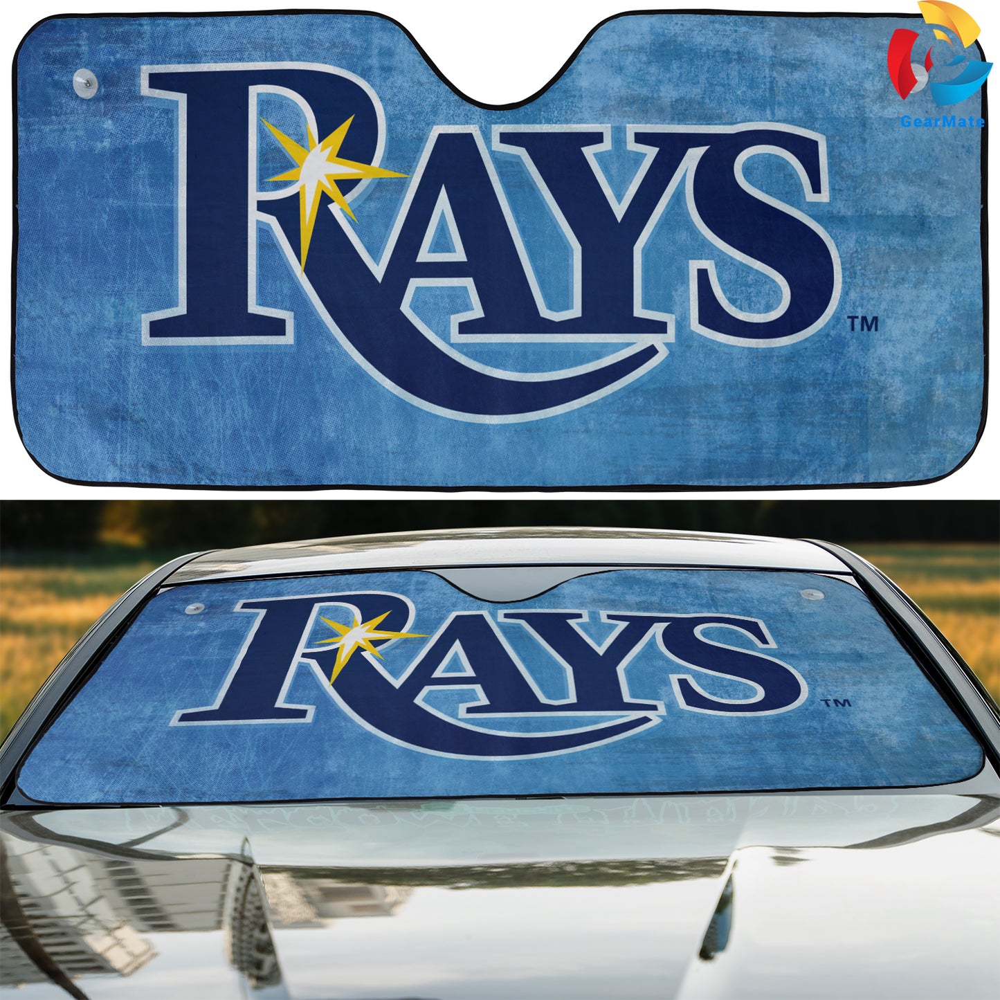 Tampa Bay Rays MLB Baseball Drive With Pride Car Cover Reflective Car Sunshade – Premium Heat & UV Protection, Universal Fit