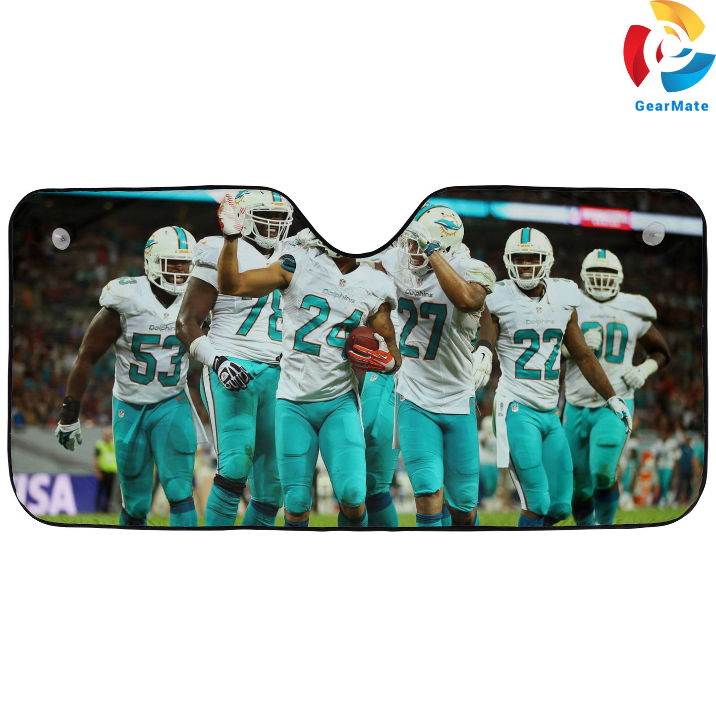 Miami Dolphins NFL Football Team Pride Cover Reflective Car Sunshade – Premium Heat & UV Protection, Universal Fit