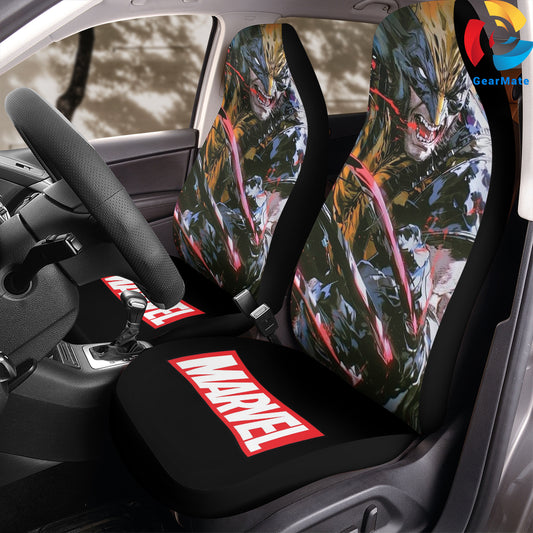 Marvel Wolverine Marvel Merch Car Seat Covers – High Quality Graphic and Polar Fleece Protector Set