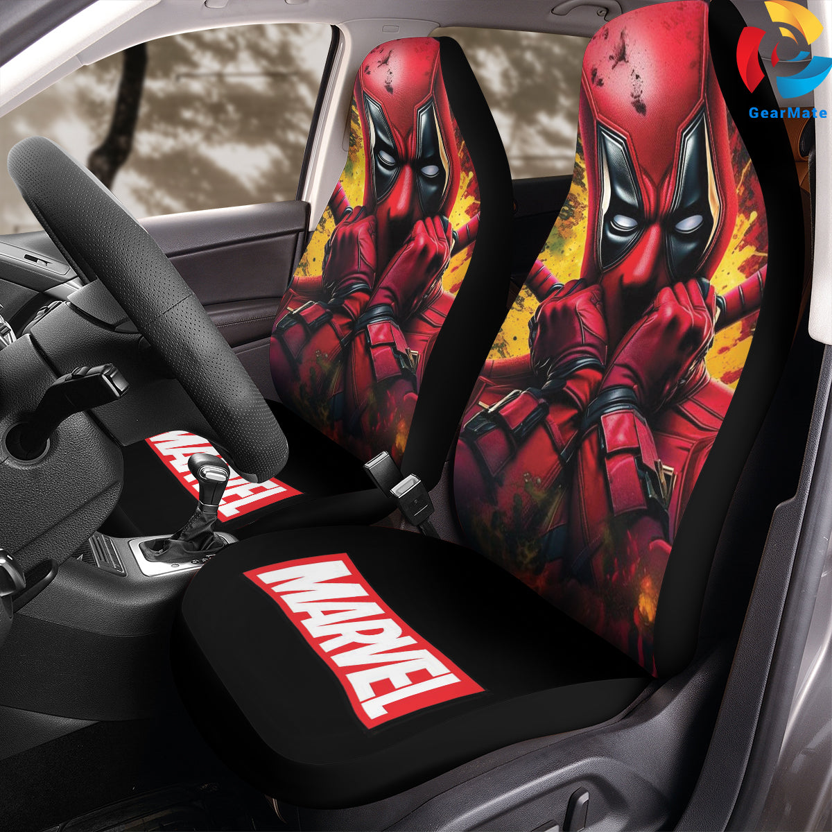 Marvel Deadpool Car Seat Covers – High Quality Graphic and Polar Fleece Protector Set