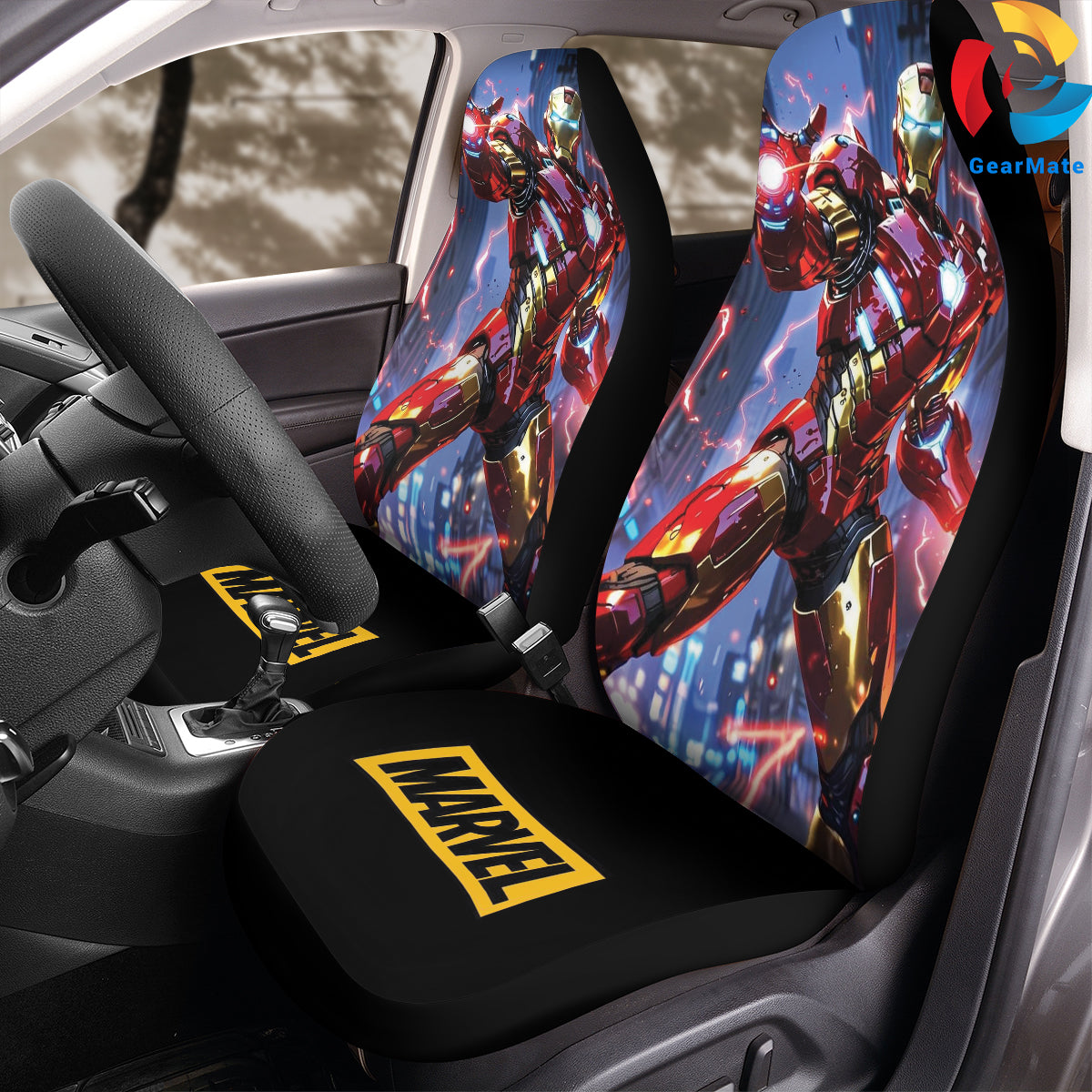 Marvel Iron Man Arvengers Car Seat Covers – High Quality Graphic and Polar Fleece Protector Set