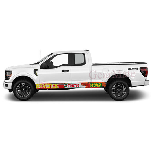 Full Throttle Castrol Rocker Panel Graphic Decal Kit (Left & Right Sides) - High Quality Vinyl for Trucks & SUVs