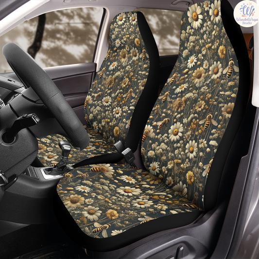 Honey Bee Car Seat Covers – High Quality Graphic and Polar Fleece Protector Set