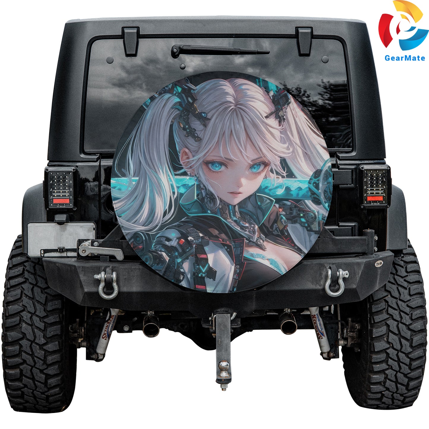 Cyberpunk Anime Girl Sci-fi Spare Tire Cover – Premium Waterproof UV Resistant Protector