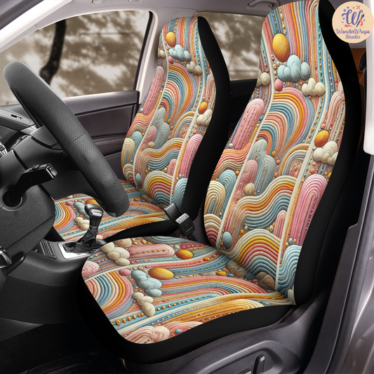 Rainbow Boho Car Seat Covers – High Quality Graphic and Polar Fleece Protector Set