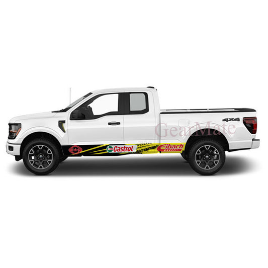 Fast Lane Castrol Rocker Panel Graphic Decal Kit (Left & Right Sides) - High Quality Vinyl for Trucks & SUVs