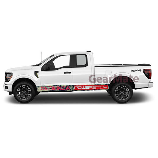 Build To Outrun Powerstop Rocker Panel Graphic Decal Kit (Left & Right Sides) - High Quality Vinyl for Trucks & SUVs