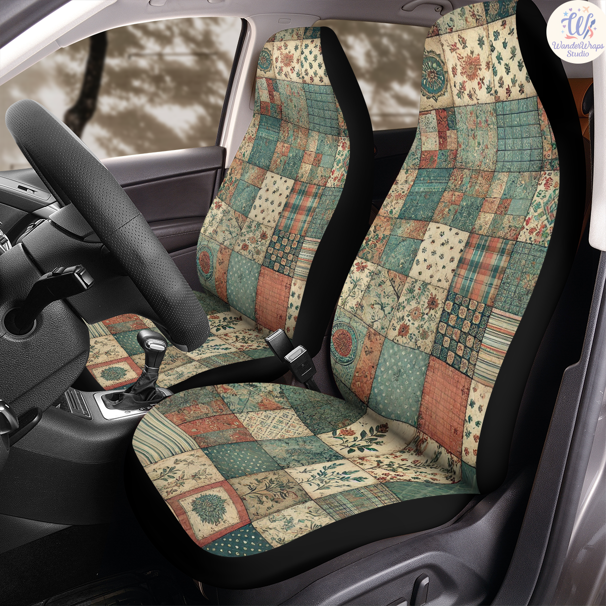 Vintage Patchwork Quilt Car Seat Covers – High Quality Graphic and Polar Fleece Protector Set