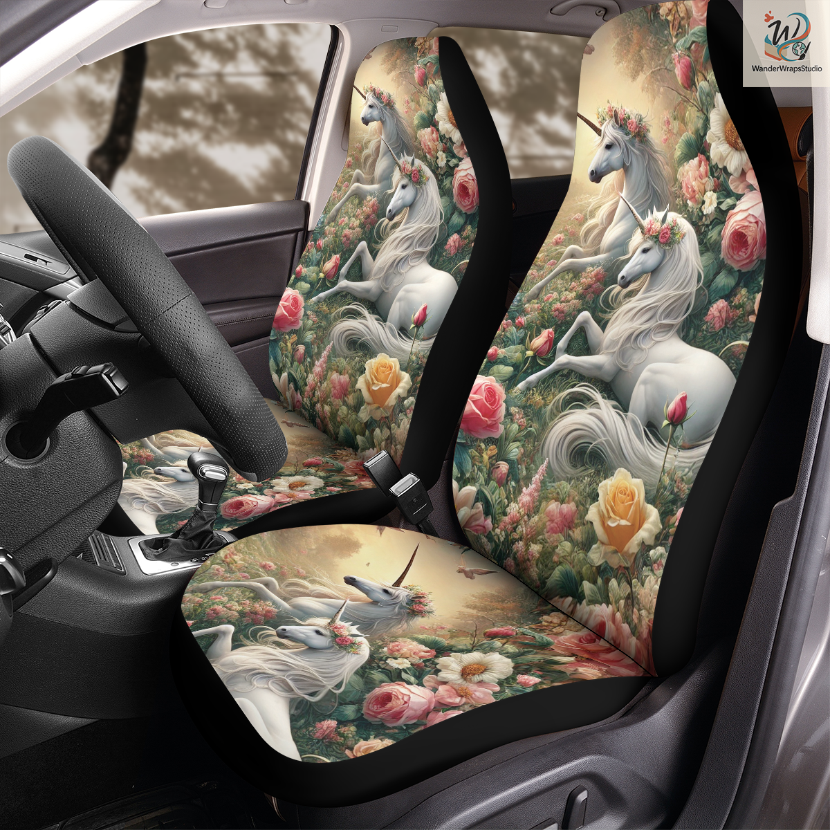 Unicorn Fantasy Car Seat Covers – High Quality Graphic and Polar Fleece Protector Set