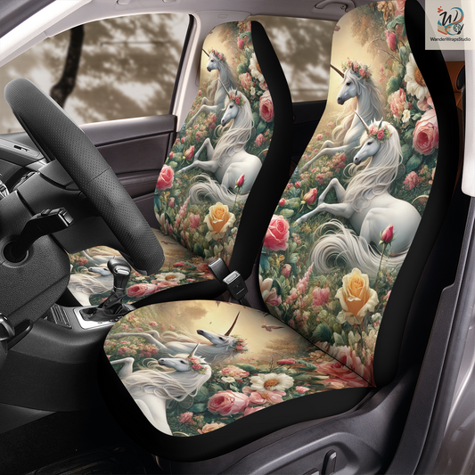 Unicorn Fantasy Car Seat Covers – High Quality Graphic and Polar Fleece Protector Set