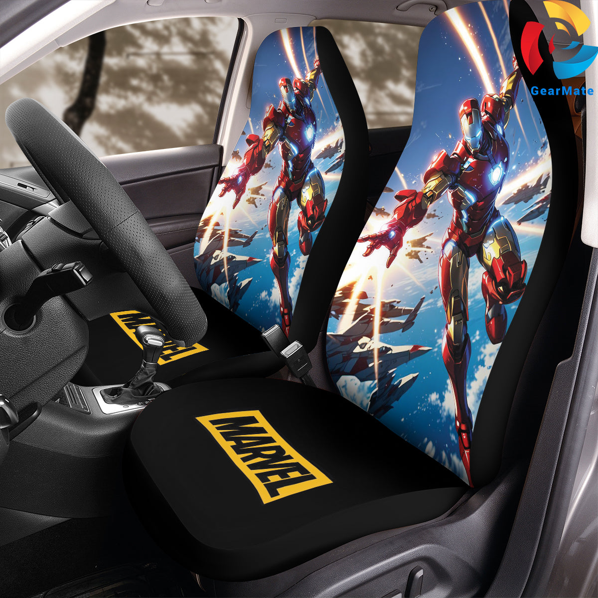 Marvel Iron Man Marvel Legends Car Seat Covers – High Quality Graphic and Polar Fleece Protector Set