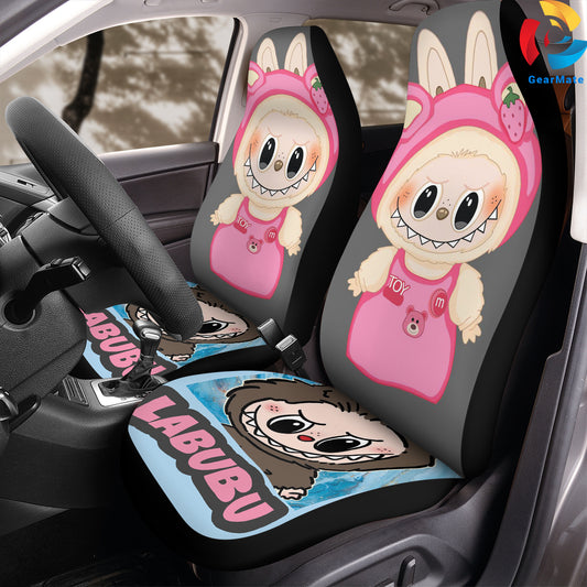 Pink Labubu Car Seat Covers – High Quality Graphic and Polar Fleece Protector Set