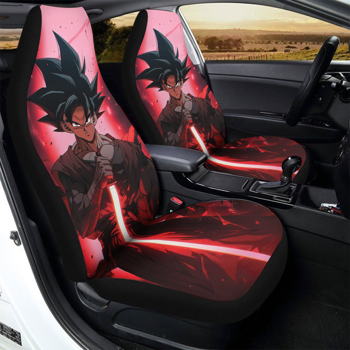 Red Goku Car Seat Covers – High Quality Graphic and Polar Fleece Protector Set