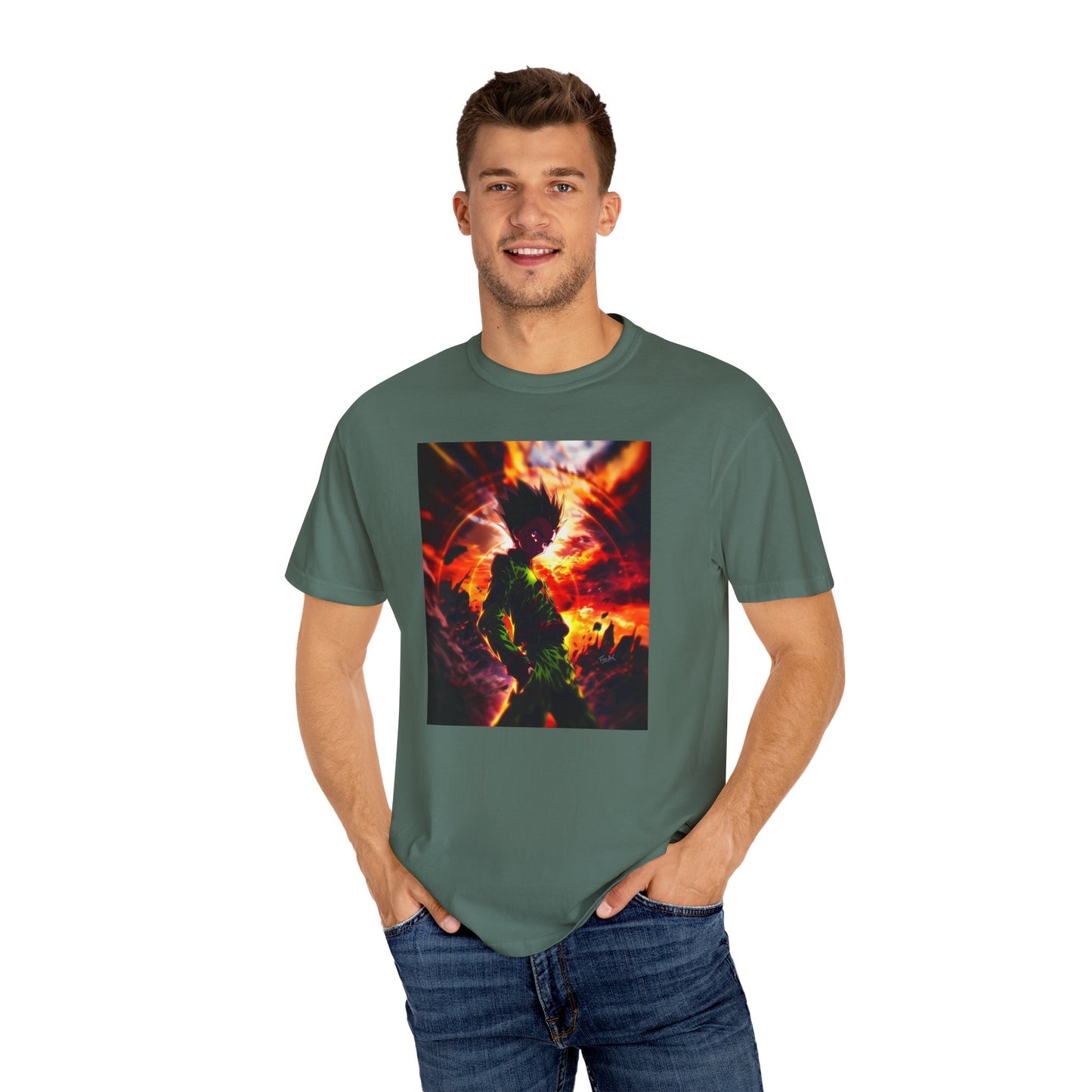 Hunter x Hunter AMOLED Gon Freecss Garment-Dyed T-Shirt – Premium Cotton Tee for Customization