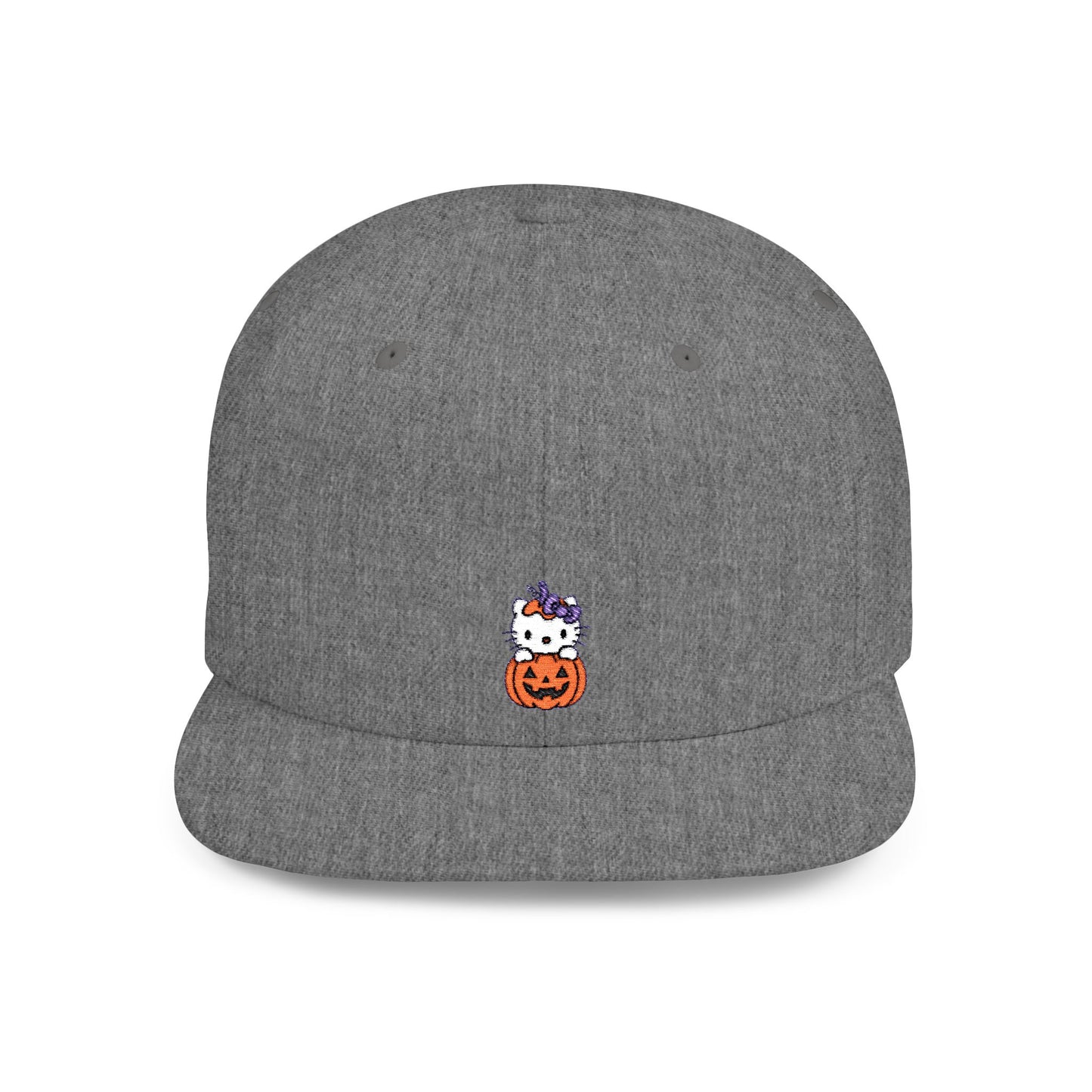 Icons Embroidered Kitty Pumpkin Flat Bill Snapback – Lightweight, Custom Fit, Premium Quality