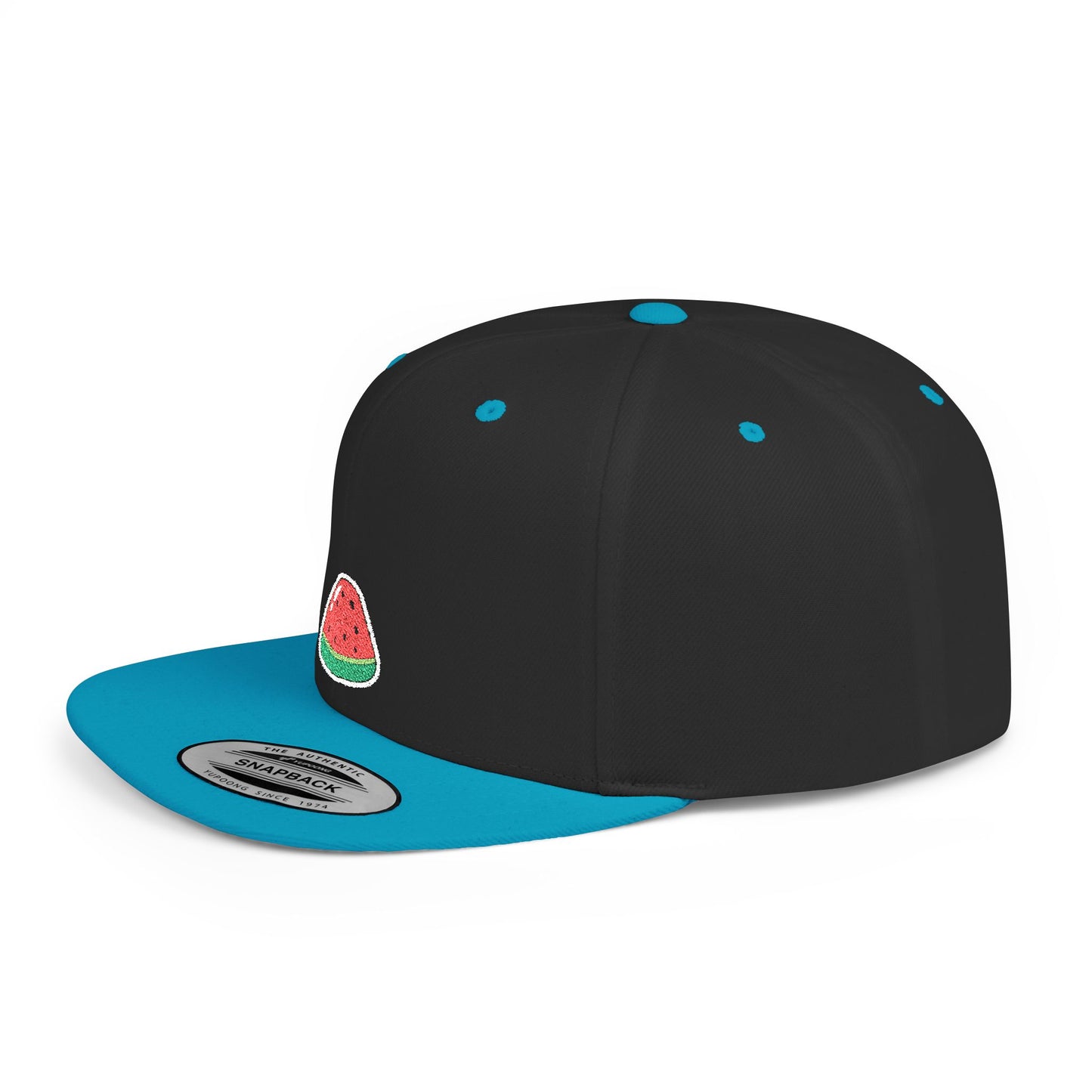 Icons Embroidered Watermelon Flat Bill Snapback – Lightweight, Custom Fit, Premium Quality