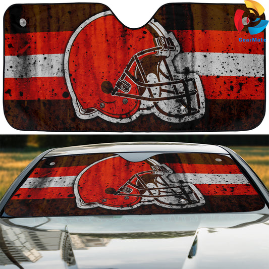 Cleveland Browns NFL Football Team Style Logo Reflective Car Sunshade – Premium Heat & UV Protection, Universal Fit