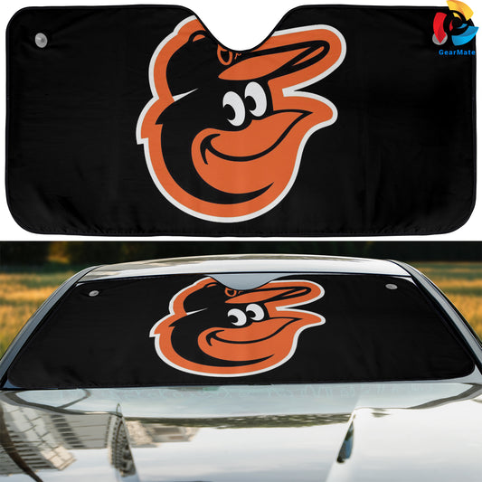 Baltimore Orioles MLB Team Pride Reflective Car Sunshade – Premium Heat & UV Protection, Universal Fit