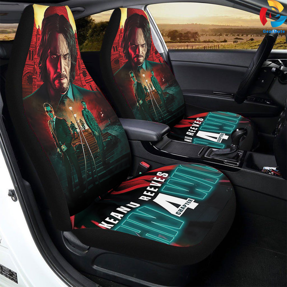 John Wick Chapter 4 Car Seat Covers – High Quality Graphic and Polar Fleece Protector Set