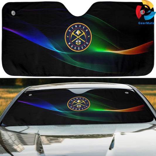 Basketball Neon Denver Nuggets Team Logo Reflective Car Sunshade – Premium Heat & UV Protection, Universal Fit