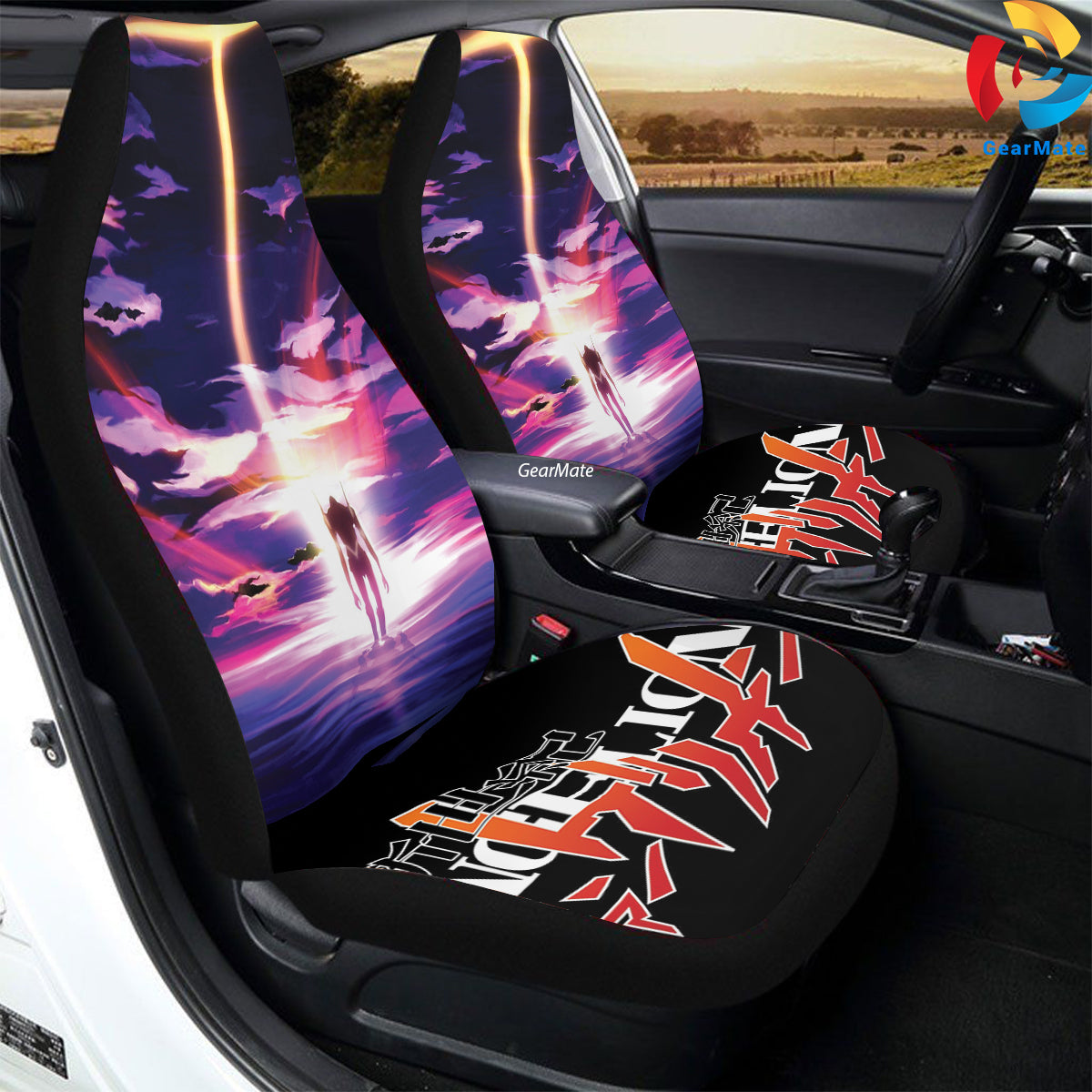 New Genesis Evangelion Skyline Car Seat Covers – High Quality Graphic and Polar Fleece Protector Set