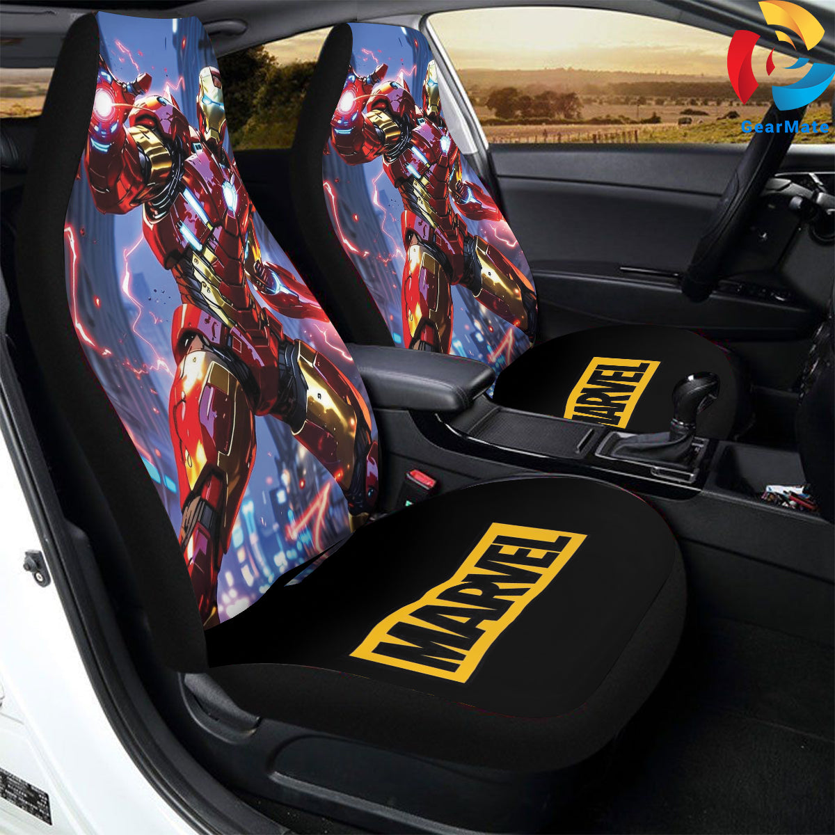 Marvel Iron Man Arvengers Car Seat Covers – High Quality Graphic and Polar Fleece Protector Set