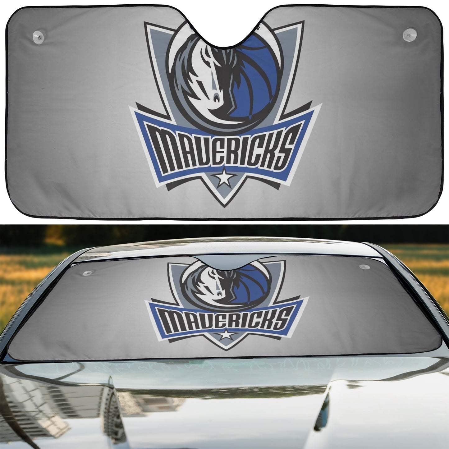 Basketball Dallas Maverick Silver Reflective Car Sunshade – Premium Heat & UV Protection, Universal Fit