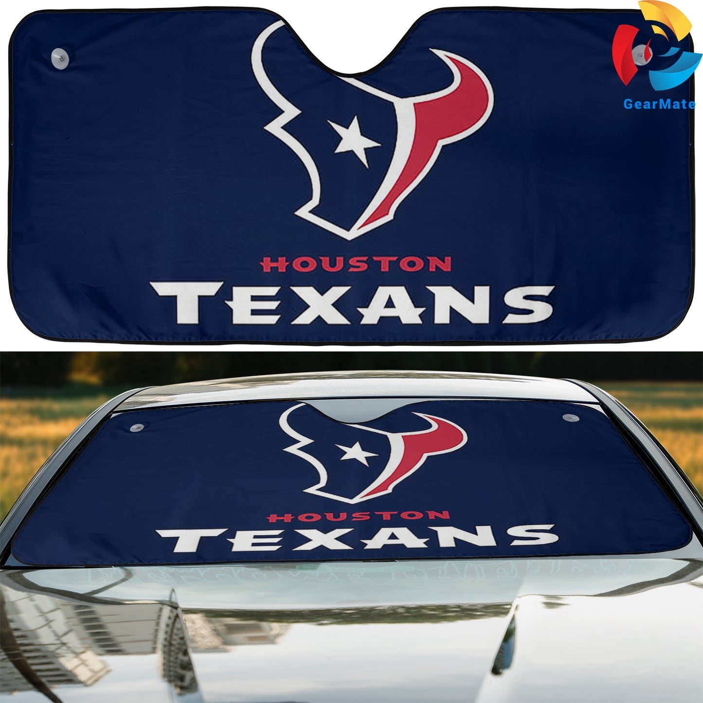 Houston Texans NFL Football Team Spirit Reflective Car Sunshade – Premium Heat & UV Protection, Universal Fit