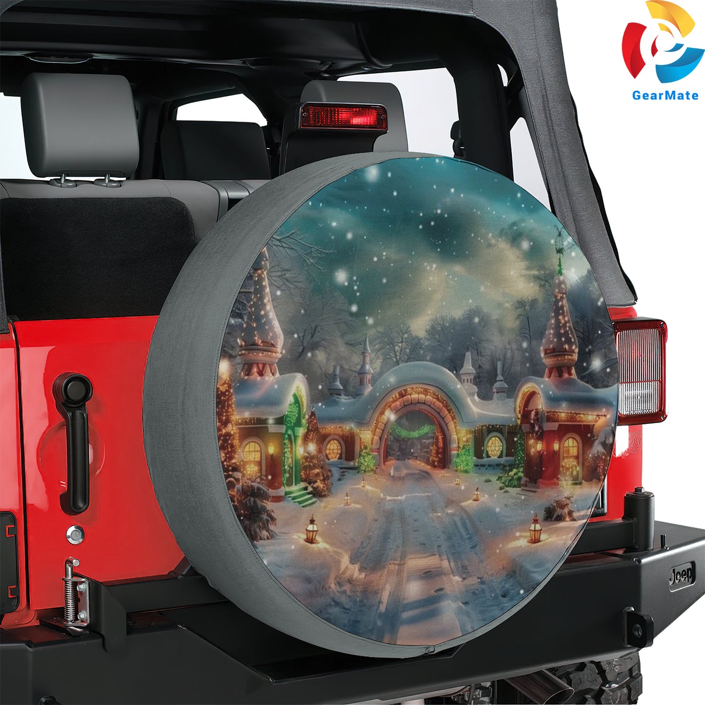 Merry Christmas 2024 Christmas Town Spare Tire Cover – Premium Waterproof UV Resistant Protector