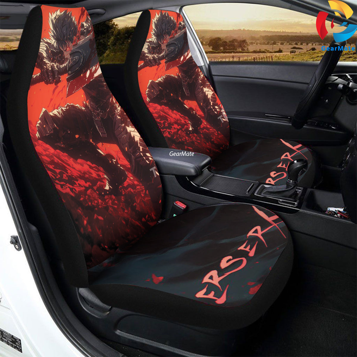 Berserk The Black Swordman Guts Car Seat Covers – High Quality Graphic and Polar Fleece Protector Set