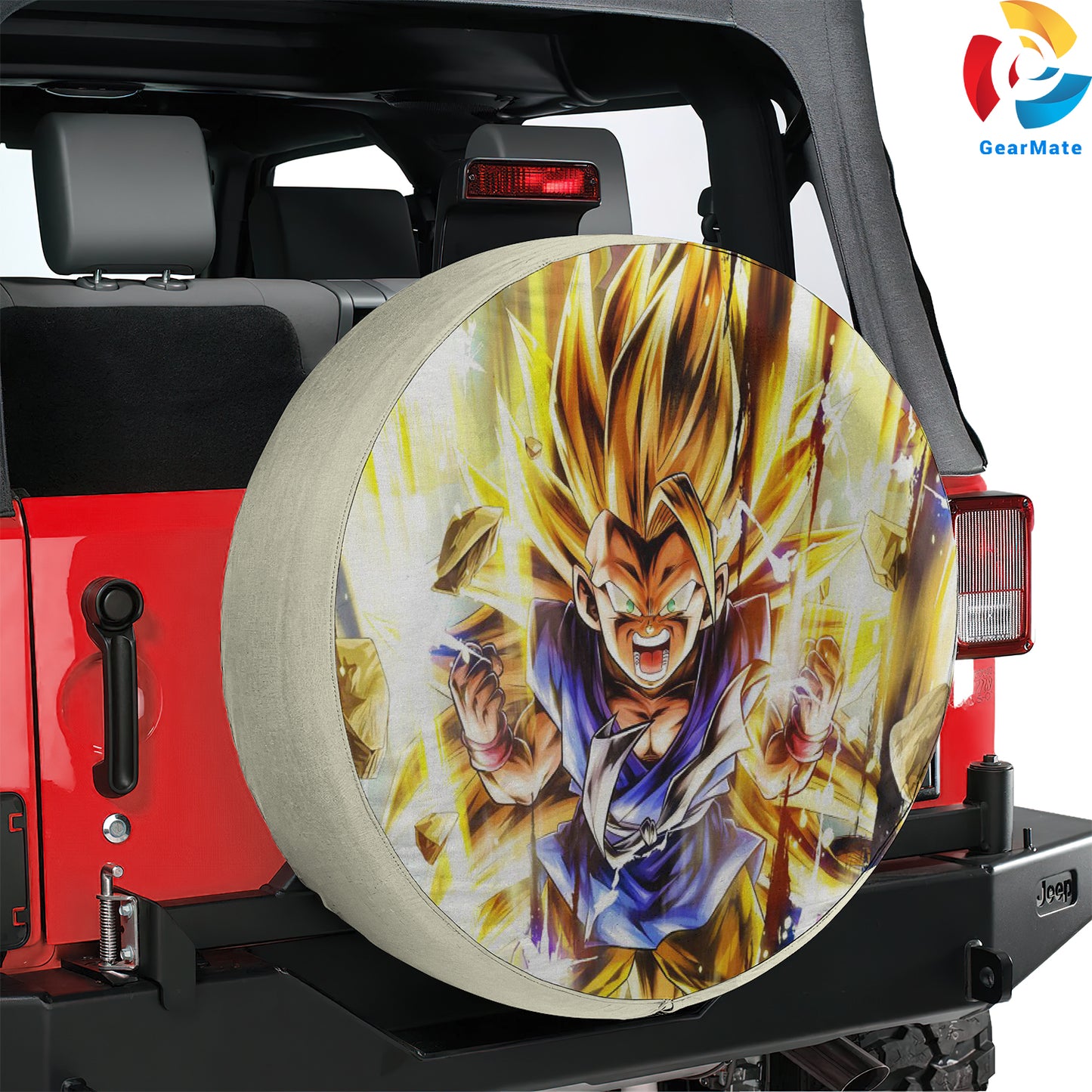 Dragon Ball Super Saiyan 3 Kid Goku Spare Tire Cover – Premium Waterproof UV-Resistant Protector